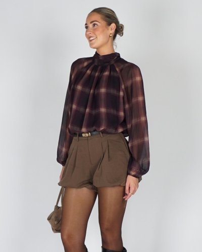 Gossip 8311 BALLON BLOUSE BIG CHECK