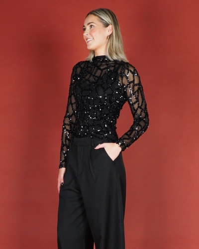 Gossip 9059 MESH TOP MET PAILLETTEN