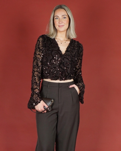 Gossip 9051 BALLON MESH TOP MET PAILLETTEN