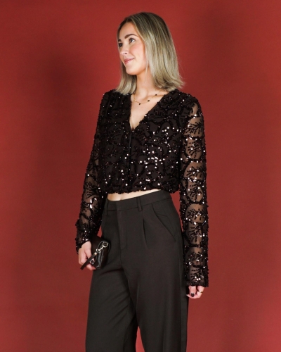 Gossip 9051 BALLON MESH TOP MET PAILLETTEN