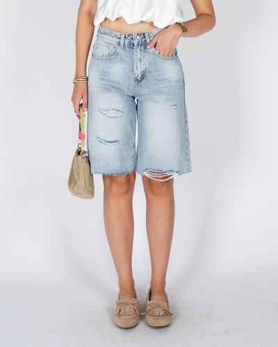 Gossip A3042-A DESTROYED DENIM BERMUDA